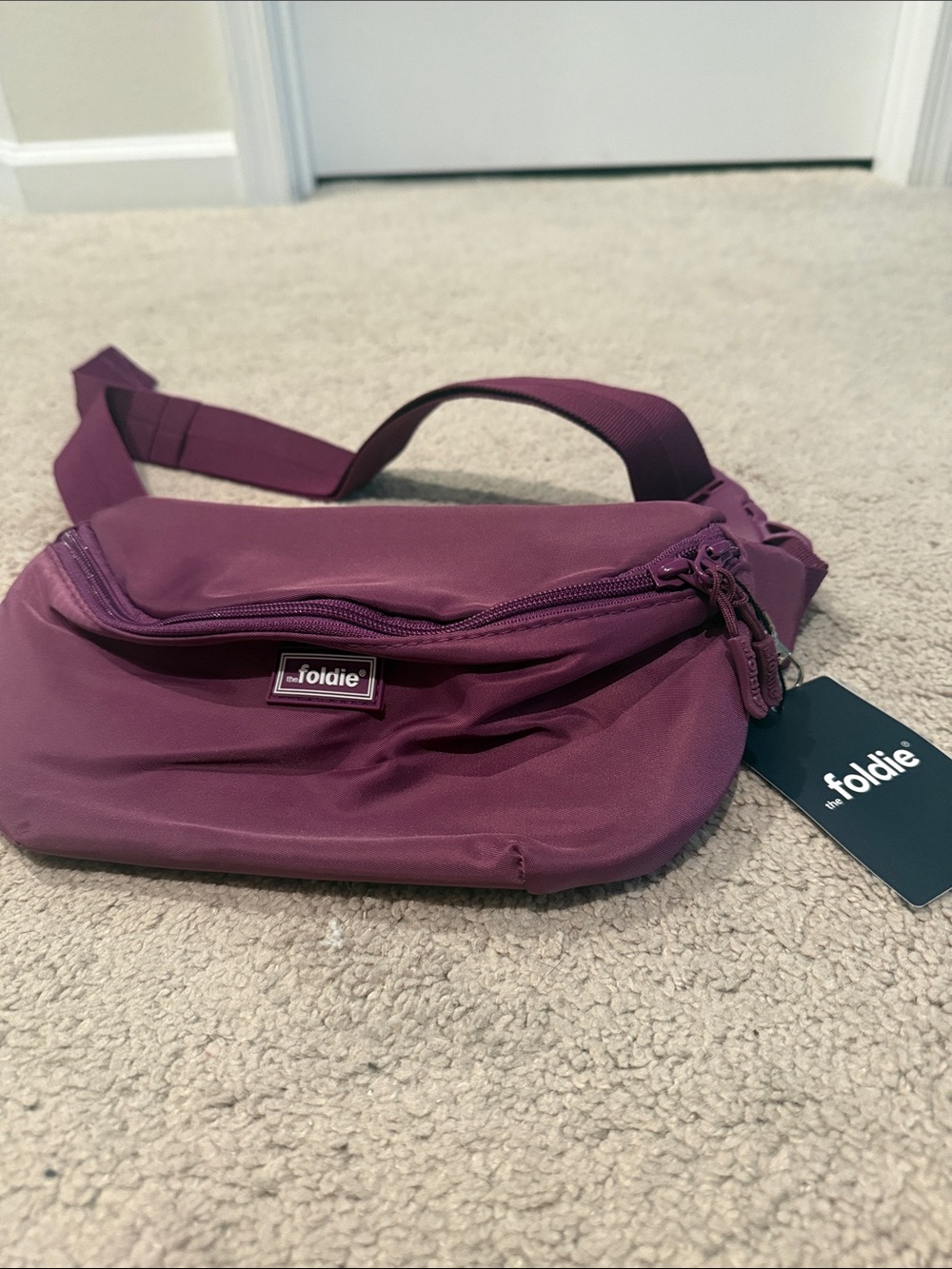 Foldie Purple Crossbody Bag - Sleek Satin Waist Pack